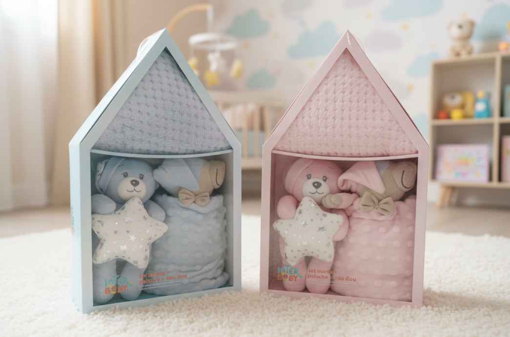 Set Regalo Bebé Manta + Peluche + Dou Dou Inter Baby – Caja Casita
