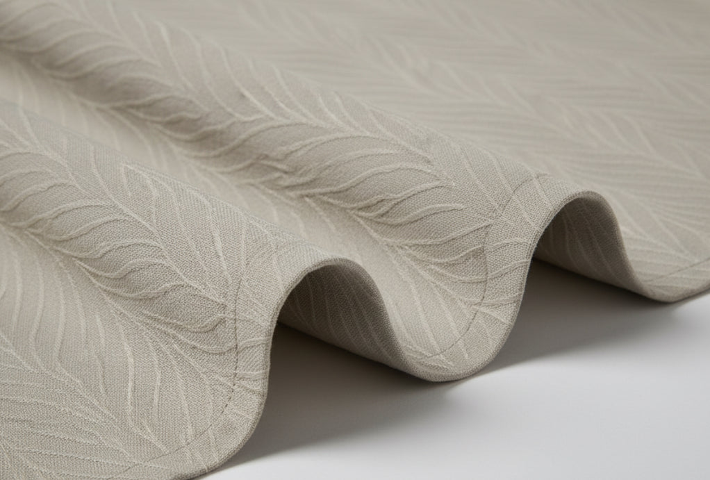 Visillo Confeccionado Mali Beige — Jacquard Ondas con Ojales