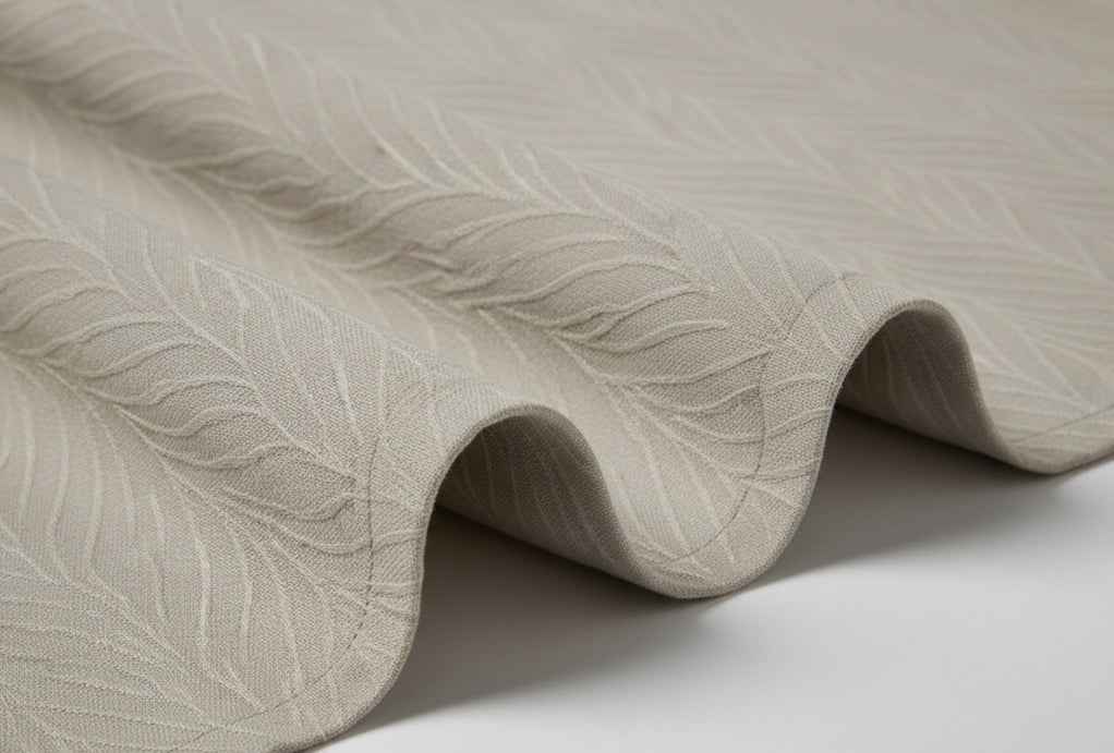 Visillo Confeccionado Mali Beige — Jacquard Ondas con Ojales
