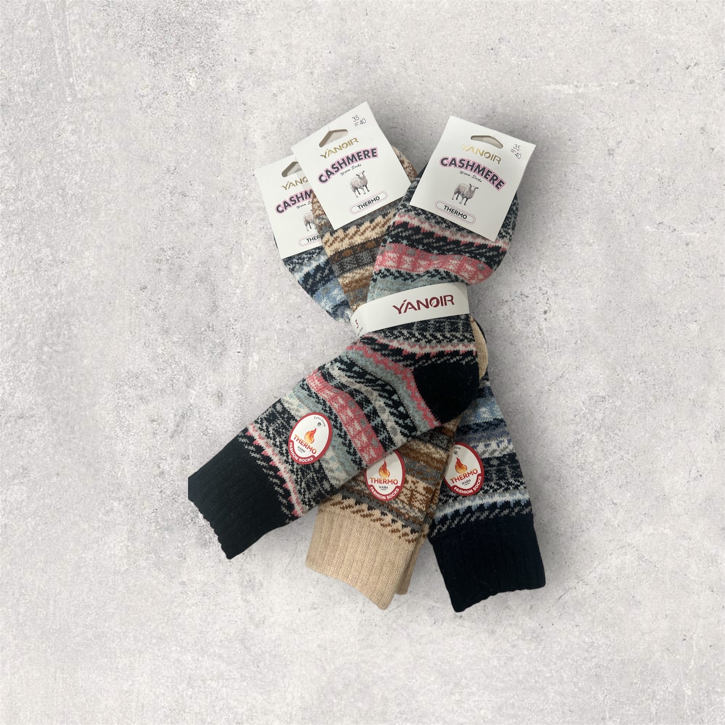 Calcetines térmicos de lana yanoir cashmere (Pack de 3 pares)