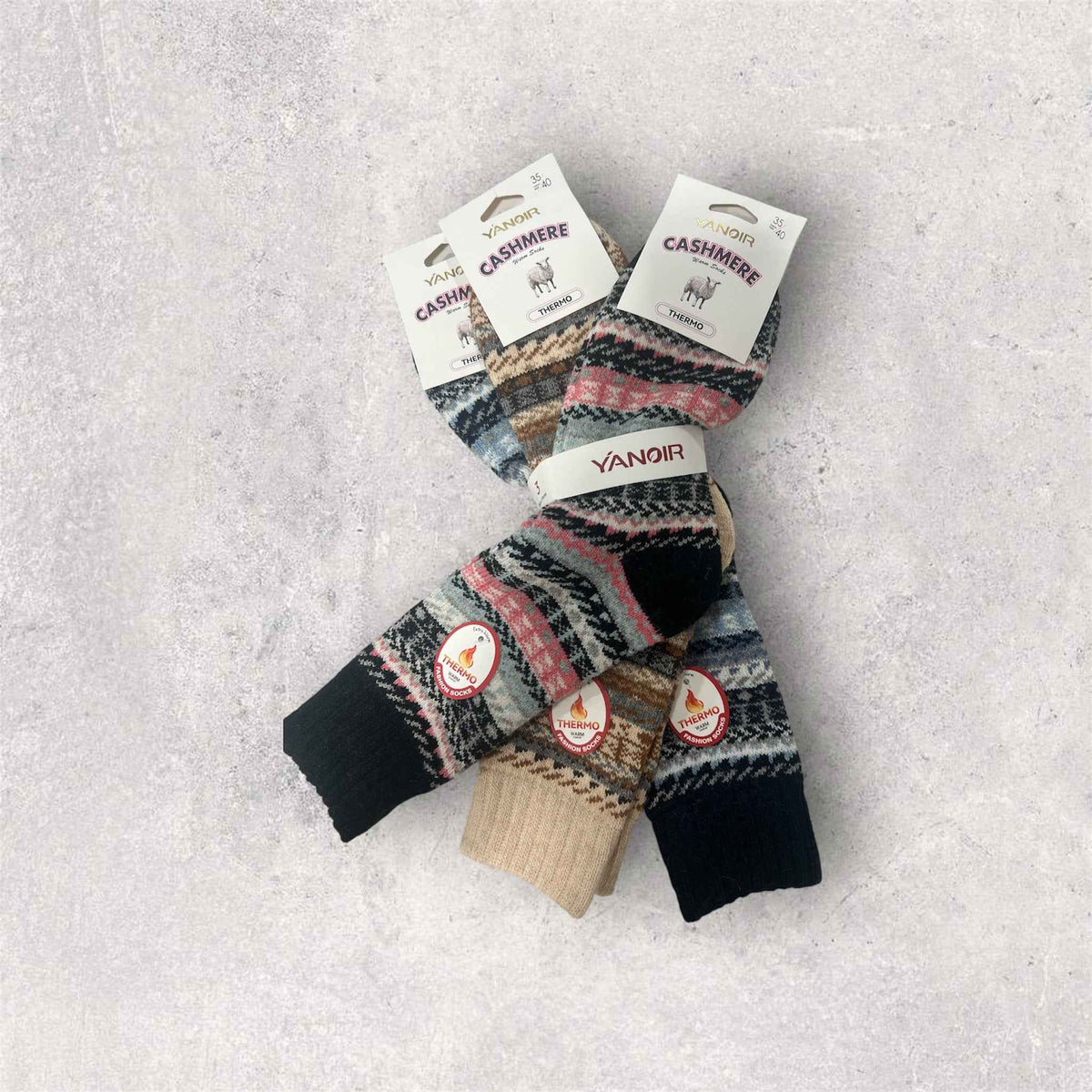 Calcetines térmicos de lana yanoir cashmere (Pack de 3 pares)
