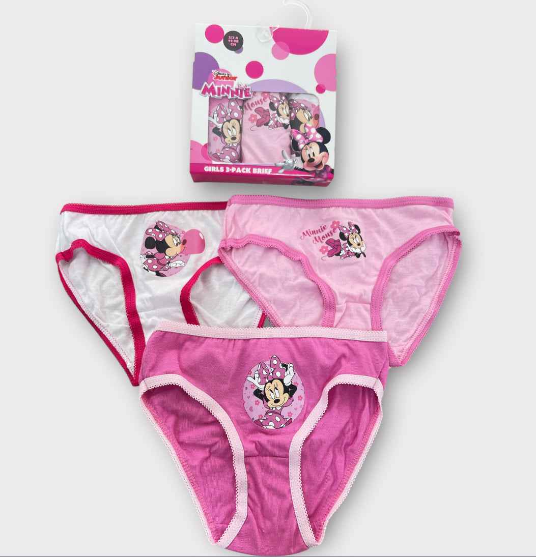 Pack 3 Braguitas Minnie Disney Niña Algodón Talla 2A a 8A – Caja Regalo