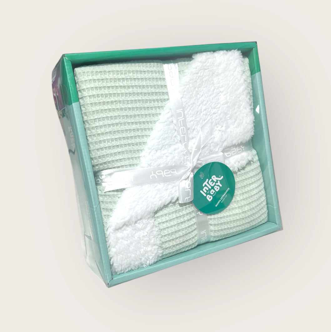 Manta nido de abeja + borreguito 80x110