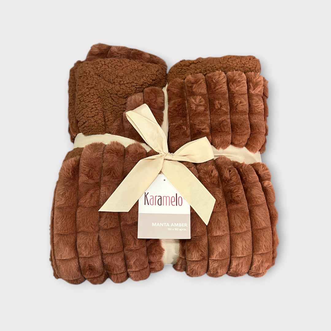 Manta Karamelo Amber 130x160cm – Tejido Ultra Suave tipo Peluche
