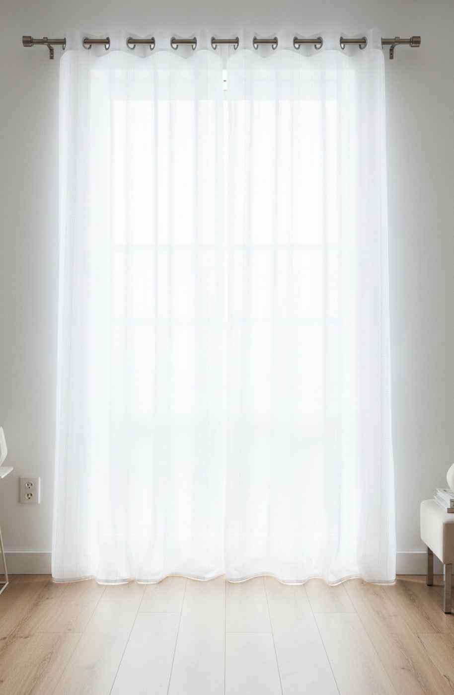 Visillo Confeccionado Harmony Crudo — Rayas con Ojales