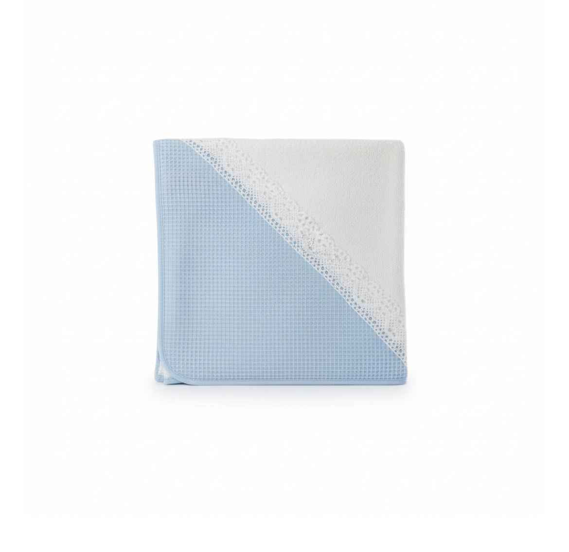 Capa de Baño Bebé con Capucha Nido de Abeja y Encaje 80x80cm – 100% Algodón