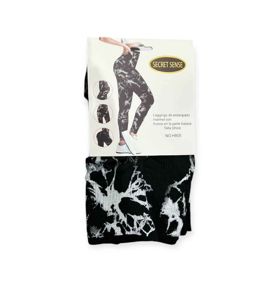 Leggings Efecto Mármol Mujer con Frunce Trasero – Talla Única 38/42