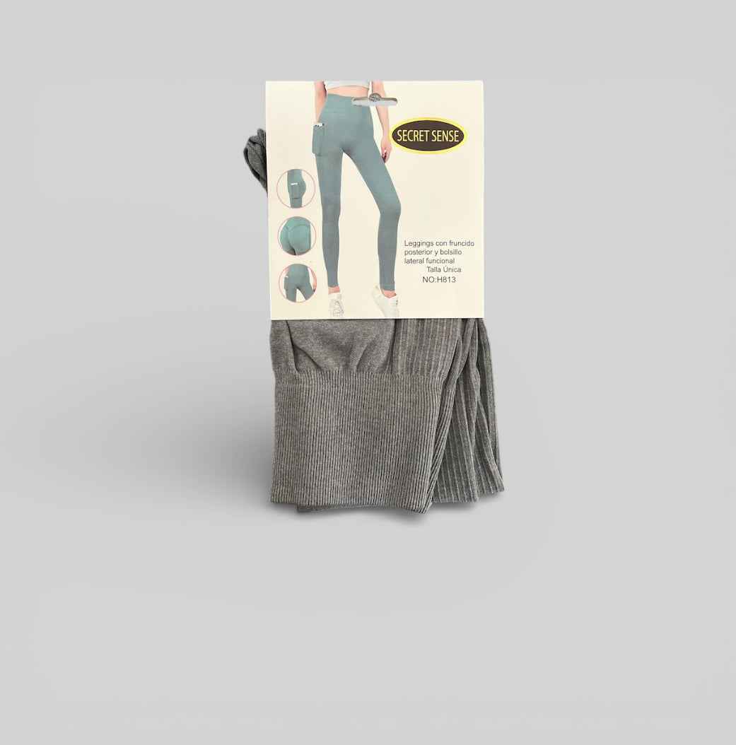 Leggings Push-Up con Bolsillo Lateral Mujer – Cintura Alta Talla Única 38/42