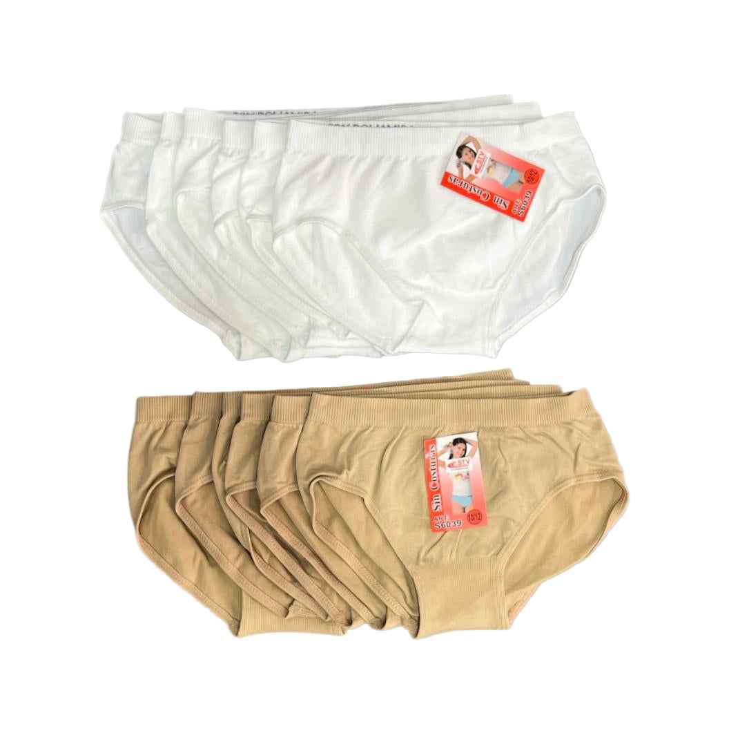 Braguitas Licra Sin Costuras Niña STV Blanco/Visón Pack 6 Talla 2A a 16A