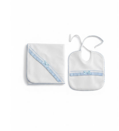 Set Muselina y Babero para Bebé – Cinta de Lunares y Lazo de Raso