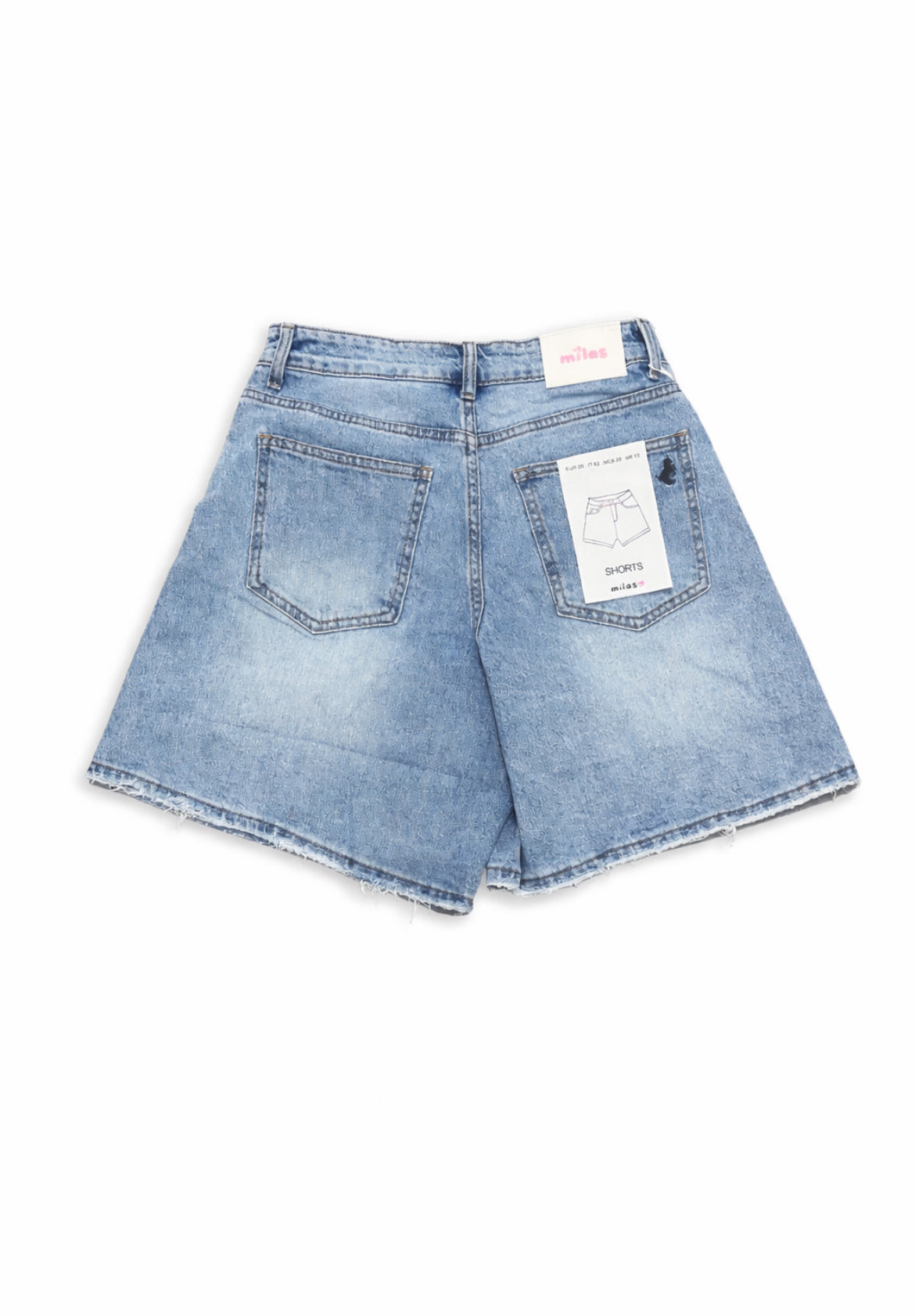 Shorts Vaqueros de Tiro Alto Mujer con Bajo Deshilachado – Azul Claro