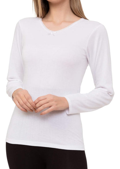 Camiseta manga larga interior algodón Marcha mujer ( pack de 6 unidades)