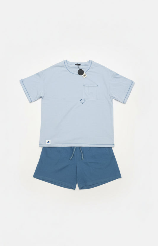 Pijama Corto de Hombre – Camiseta con Bolsillo y Short Cintura Elástica