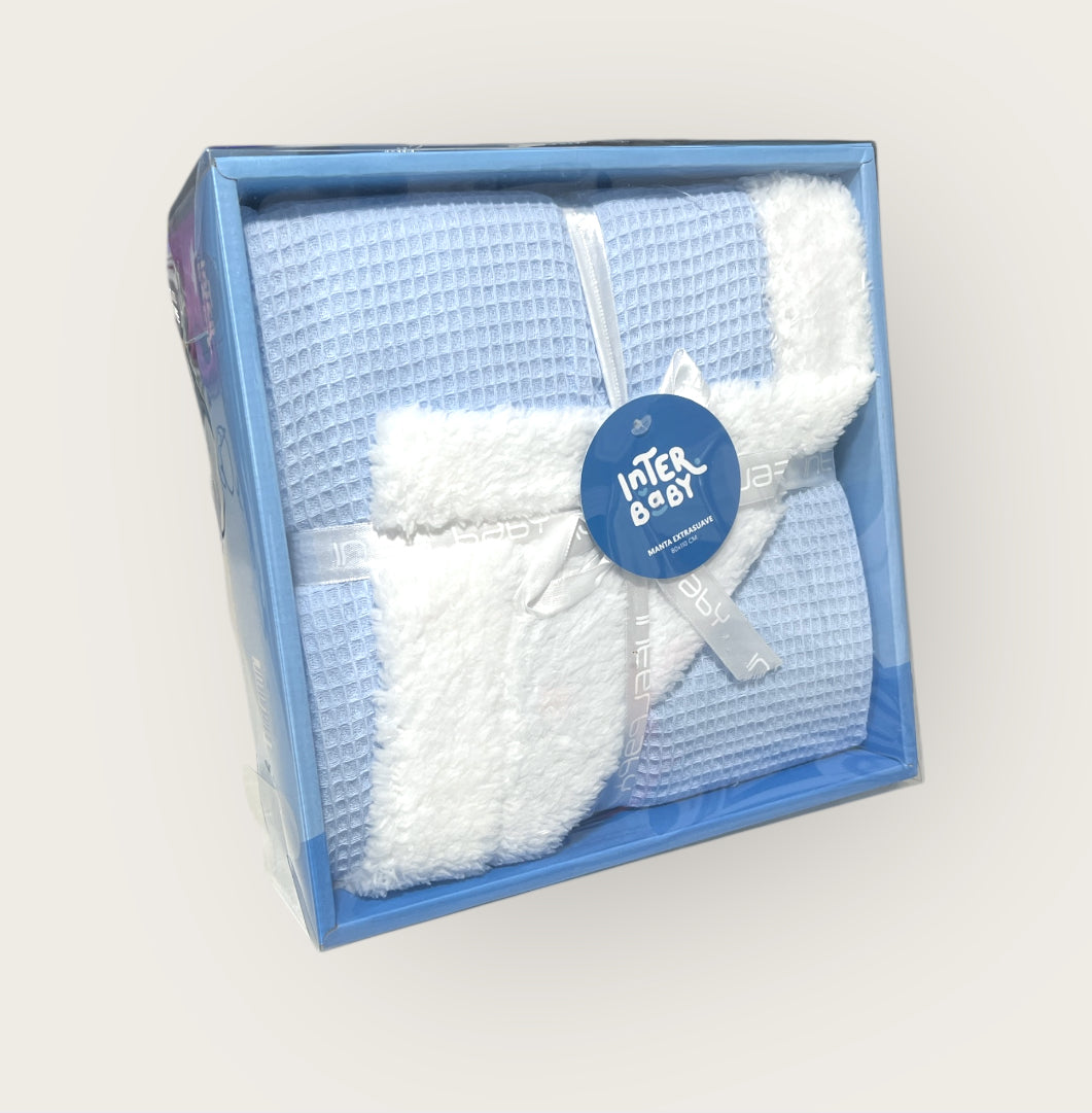 Manta nido de abeja + borreguito 80x110