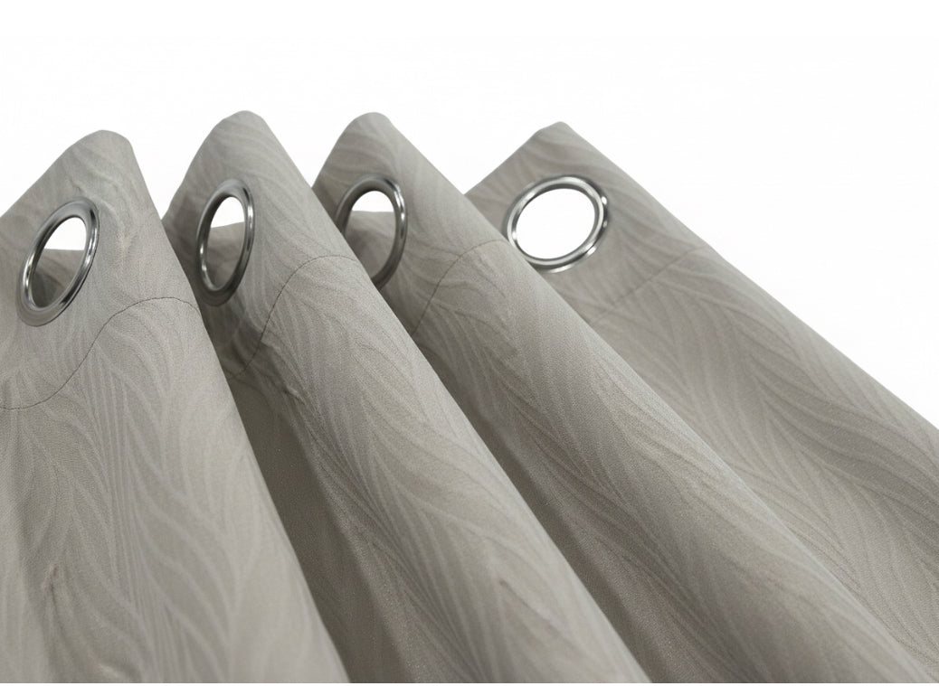 Visillo Confeccionado Mali Beige — Jacquard Ondas con Ojales