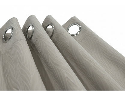 Visillo Confeccionado Mali Beige — Jacquard Ondas con Ojales