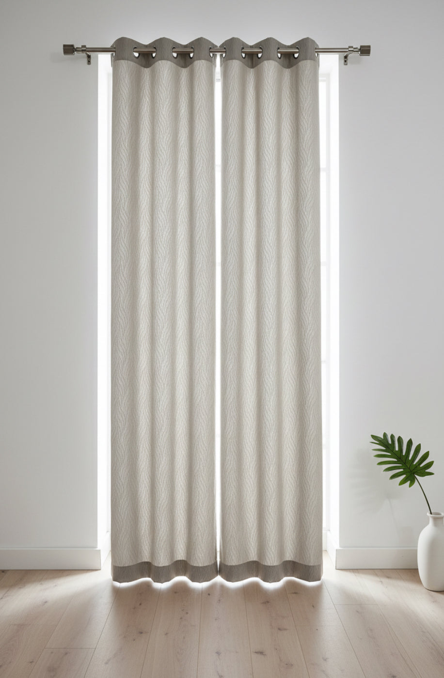 Visillo Confeccionado Mali Beige — Jacquard Ondas con Ojales