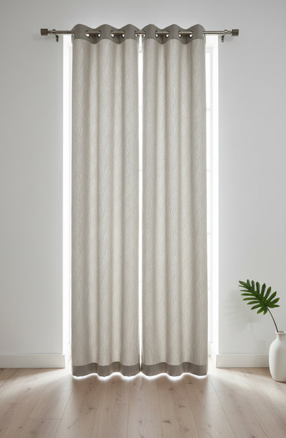 Visillo Confeccionado Mali Beige — Jacquard Ondas con Ojales