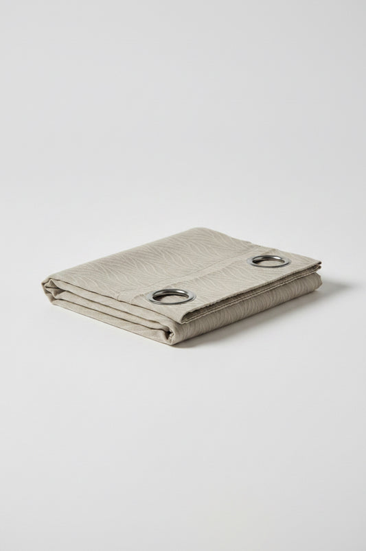 Visillo Confeccionado Mali Beige — Jacquard Ondas con Ojales