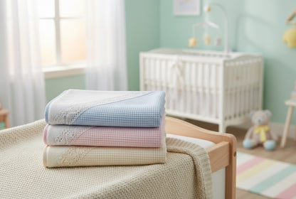 Capa de Baño Bebé con Capucha Nido de Abeja y Encaje 80x80cm – 100% Algodón