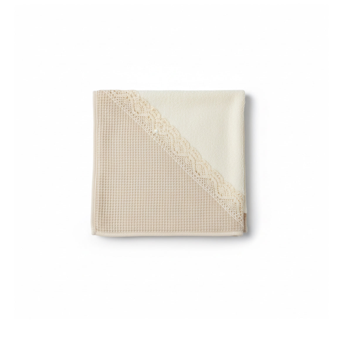 Capa de Baño Bebé con Capucha Nido de Abeja y Encaje 80x80cm – 100% Algodón