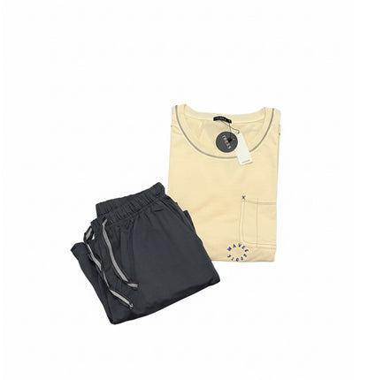 Pijama Corto de Hombre – Camiseta con Bolsillo y Short Cintura Elástica