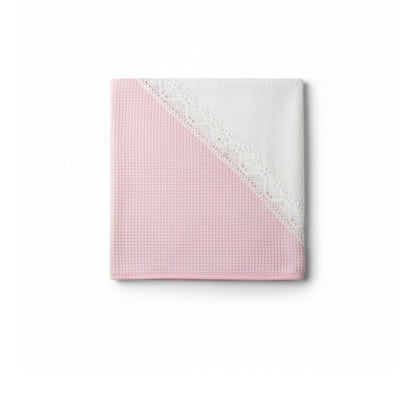 Capa de Baño Bebé con Capucha Nido de Abeja y Encaje 80x80cm – 100% Algodón