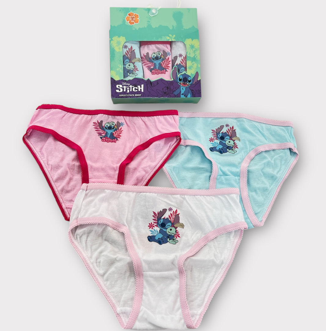Cajita pack de 3 braguitas Stitch algodón talla 2A a 8A