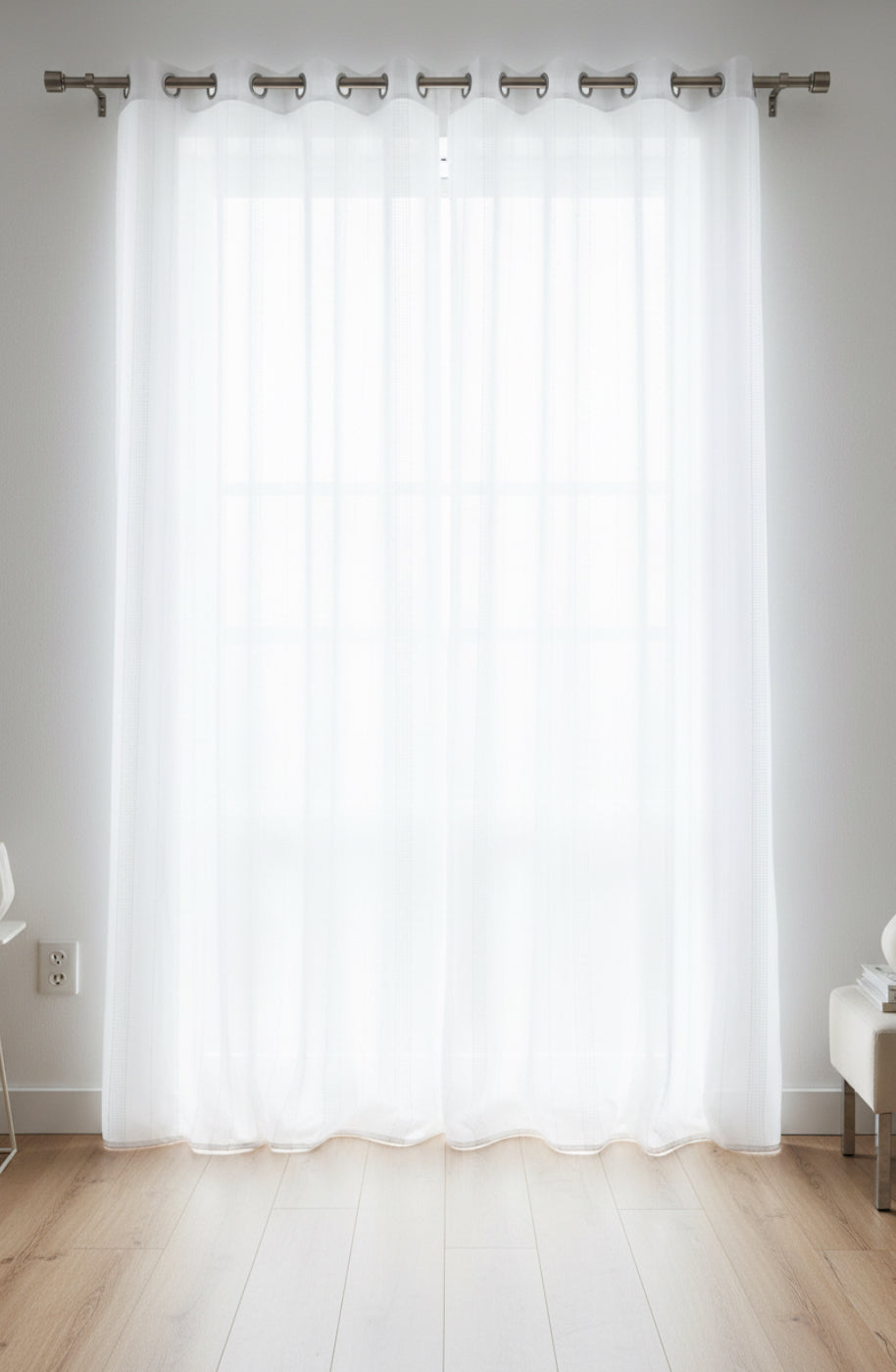 Visillo Confeccionado Harmony Crudo — Rayas con Ojales
