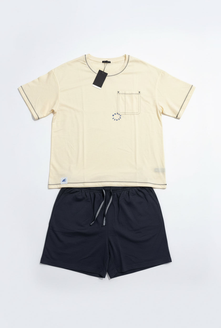 Pijama Corto de Hombre – Camiseta con Bolsillo y Short Cintura Elástica