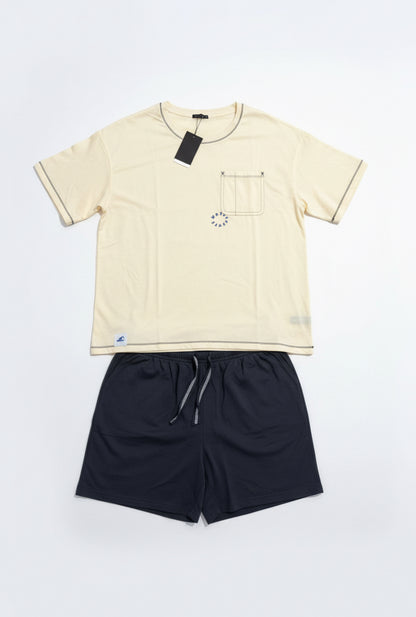 Pijama Corto de Hombre – Camiseta con Bolsillo y Short Cintura Elástica