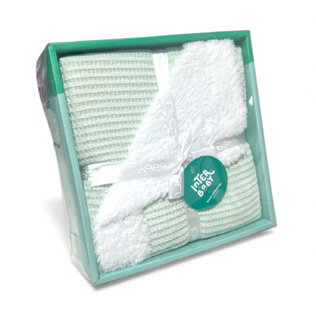 Manta nido de abeja + borreguito 80x110