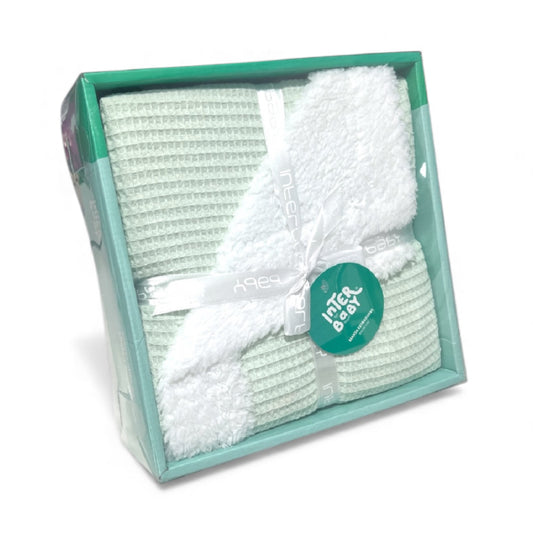 Manta nido de abeja + borreguito 80x110