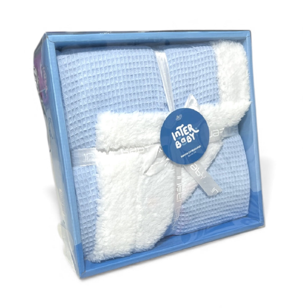 Manta nido de abeja + borreguito 80x110