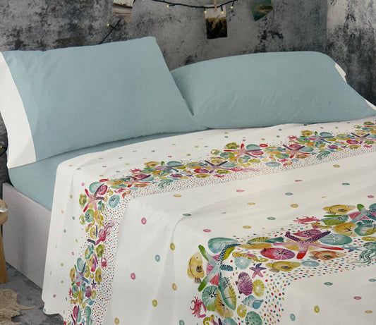 Juego de Sábanas de Verano Burrito Blanco 105cm – 50% Algodón
